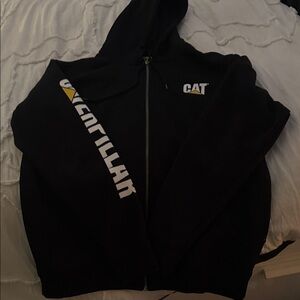 Caterpillar Black Hoodie with White and Yellow Logo